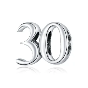 PANDORA típusú 30. születésnap charm - SCC1622 (kép) PANDORA típusú 30. születésnap charm - SCC1622