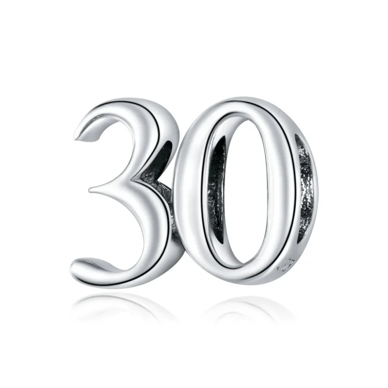 (kép) PANDORA típusú 30. születésnap charm - SCC1622