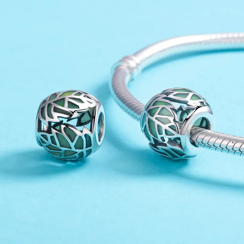 (kép) PANDORA típusú a zöld levelek szerelmesek charm - SCC524 - Megtekintés 5