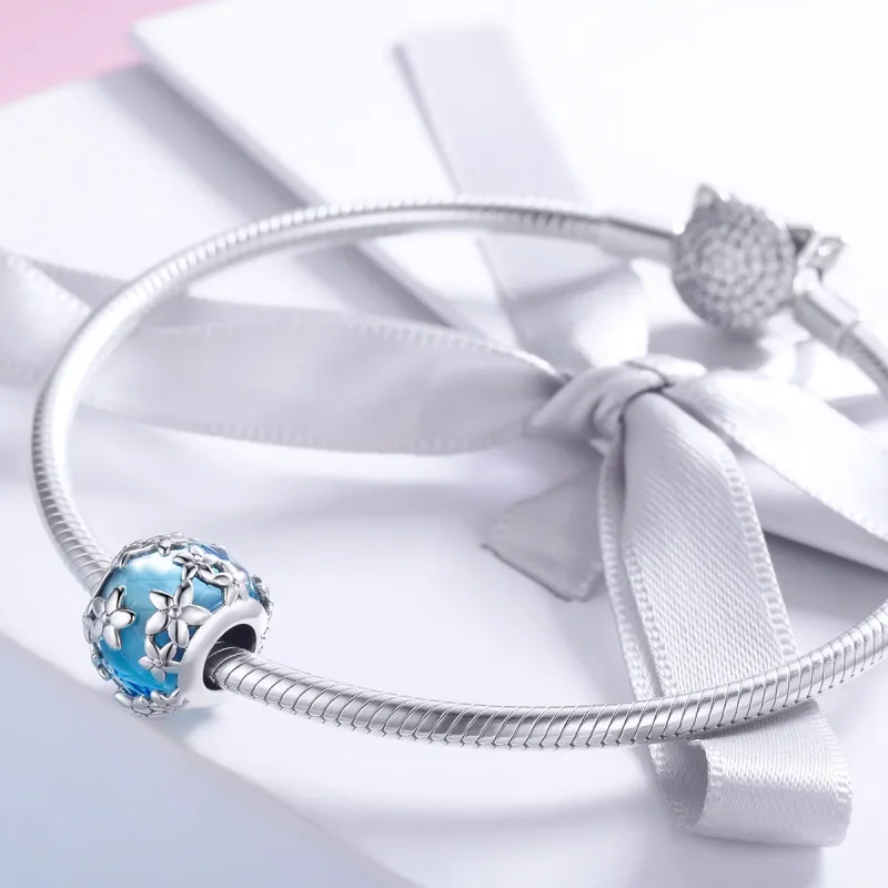 (kép) PANDORA típusú akvamarin daisy vallomása charm - SCC878 - Megtekintés 3