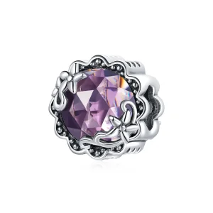(kép) PANDORA típusú ametiszt minta charm - SCC1796