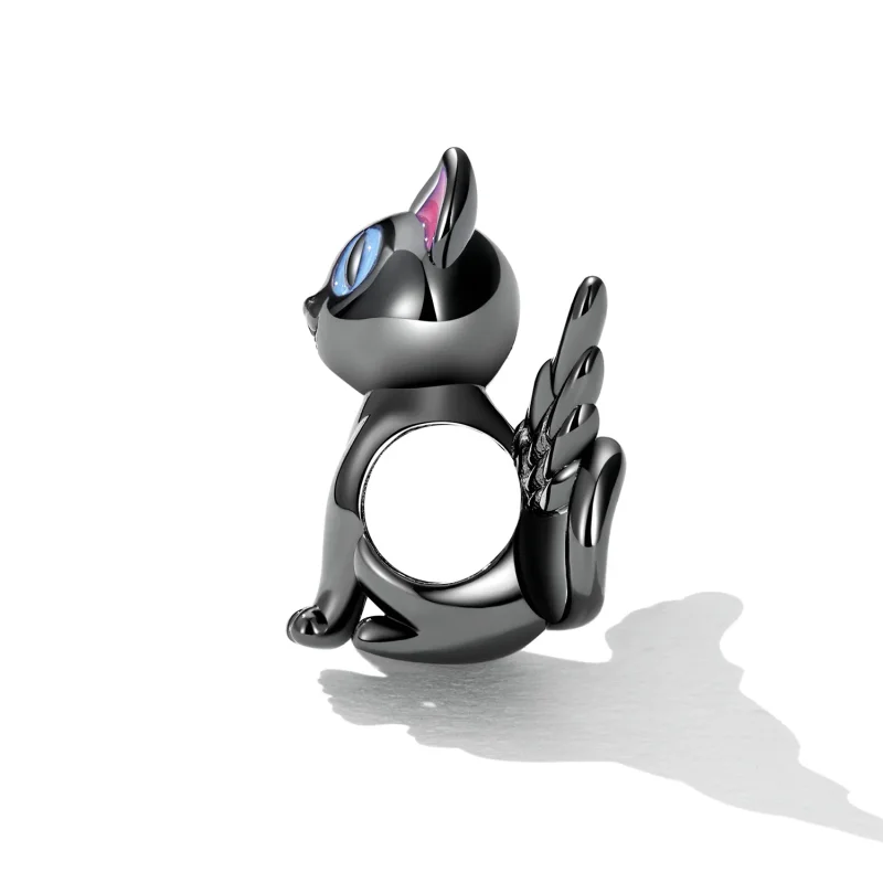 (kép) PANDORA típusú Angyal macska Charm - SCC2299-BK - Megtekintés 3