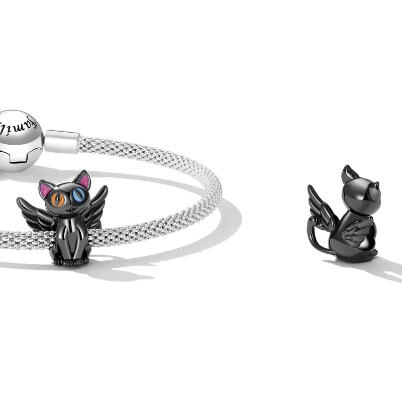 (kép) PANDORA típusú Angyal macska Charm - SCC2299-BK - Megtekintés 4