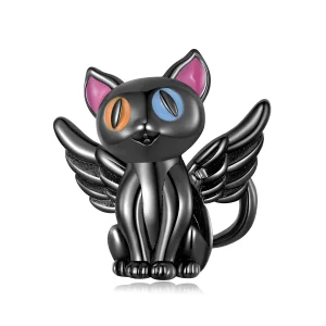 (kép) PANDORA típusú Angyal macska Charm - SCC2299-BK