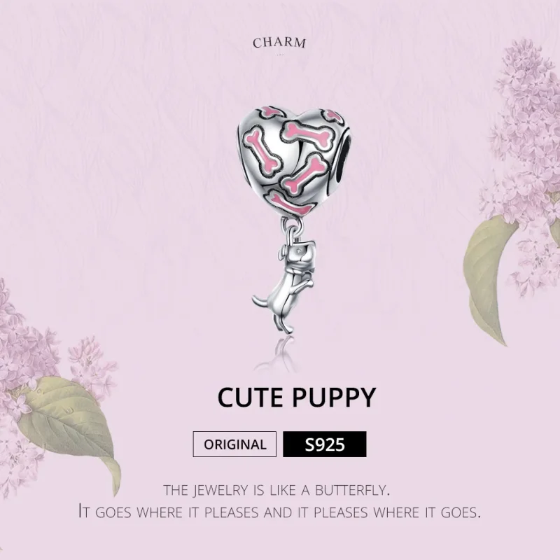 (kép) PANDORA típusú aranyos kiskutya függő charm - SCC1199 - Megtekintés 2