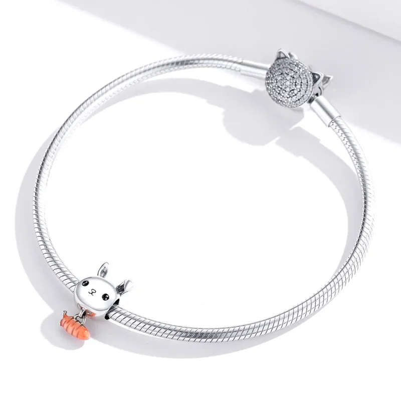 (kép) PANDORA típusú Aranyos nyúl sárgarépa Charm - BSC272 - Megtekintés 3