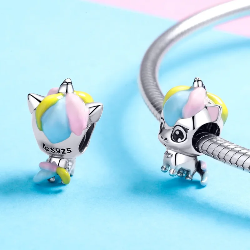 (kép) PANDORA típusú aranyos unikornis charm - BSC059 - Megtekintés 4