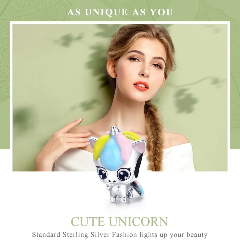 (kép) PANDORA típusú aranyos unikornis charm - BSC059 - Megtekintés 6