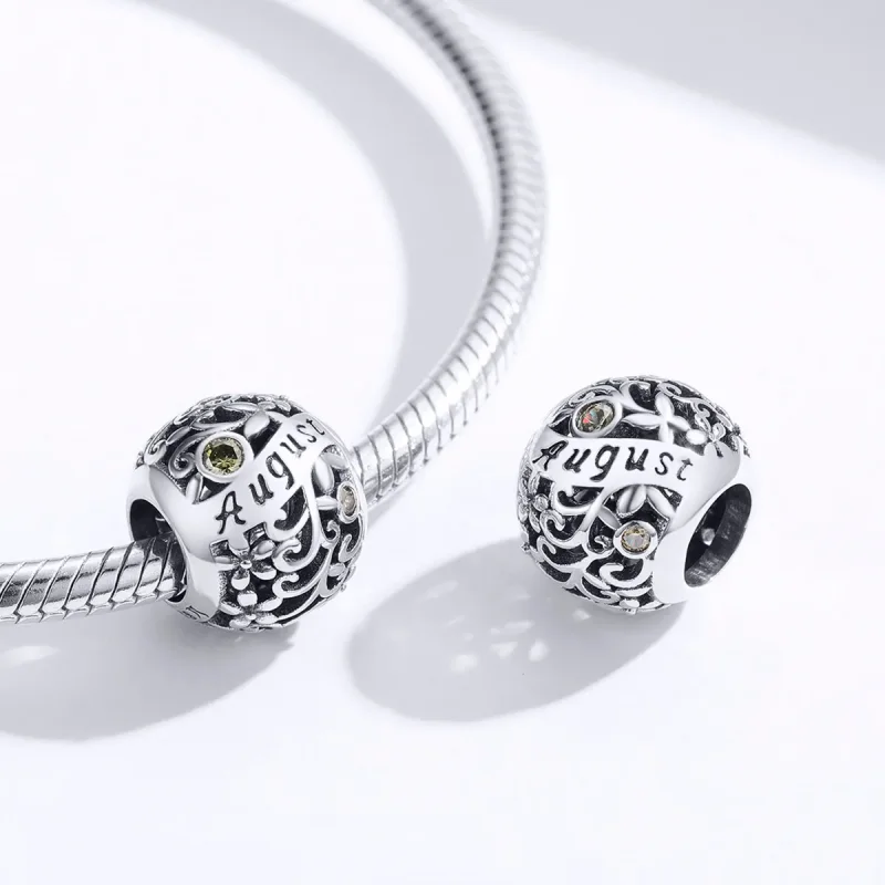 (kép) PANDORA típusú augusztus peridot születési kő charm - SCC1385-8 - Megtekintés 3