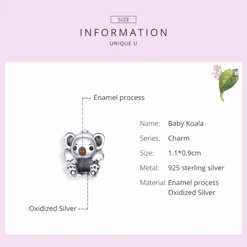 (kép) PANDORA típusú baba koala charm - SCC1304 - Megtekintés 3