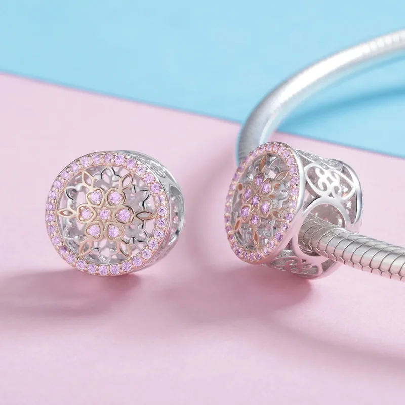 (kép) PANDORA típusú bicolor a virág virága charm - SCC923 - Megtekintés 4
