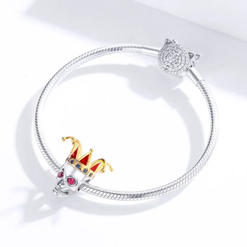 (kép) PANDORA típusú bicolor bohóc koponyája charm - SCC1363 - Megtekintés 2