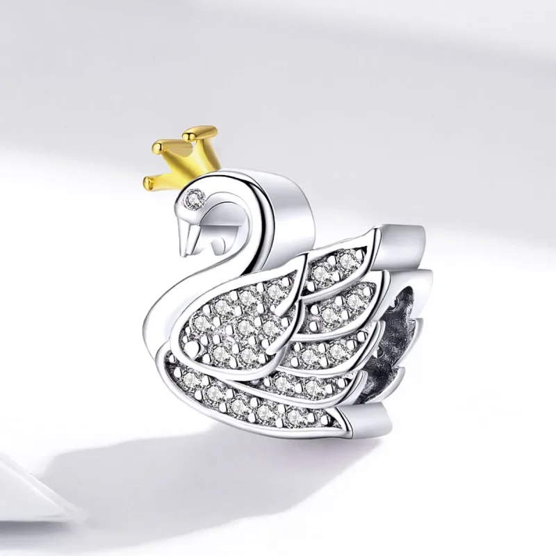 (kép) PANDORA típusú bicolor hattyú hercegnő charm - SCC1343 - Megtekintés 2