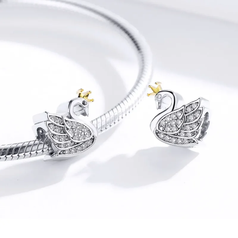(kép) PANDORA típusú bicolor hattyú hercegnő charm - SCC1343 - Megtekintés 4