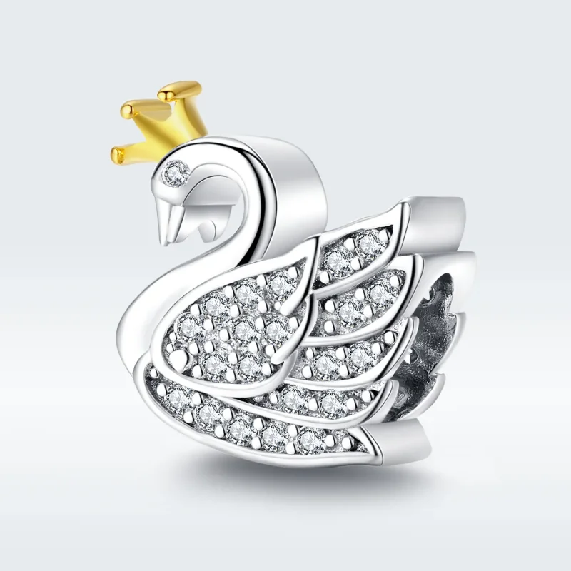 (kép) PANDORA típusú bicolor hattyú hercegnő charm - SCC1343 - Megtekintés 5