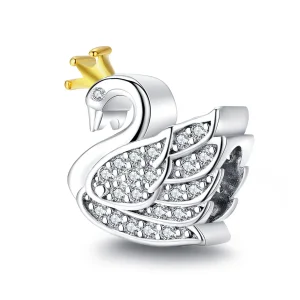 PANDORA típusú bicolor hattyú hercegnő charm - SCC1343 (kép) PANDORA típusú bicolor hattyú hercegnő charm - SCC1343