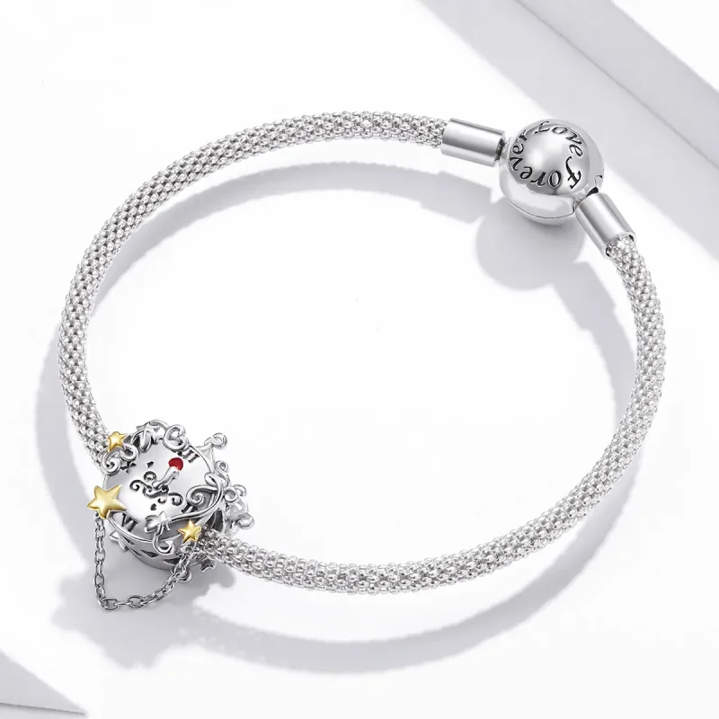 (kép) PANDORA típusú bicolor mágikus óra charm - BSC406 - Megtekintés 3