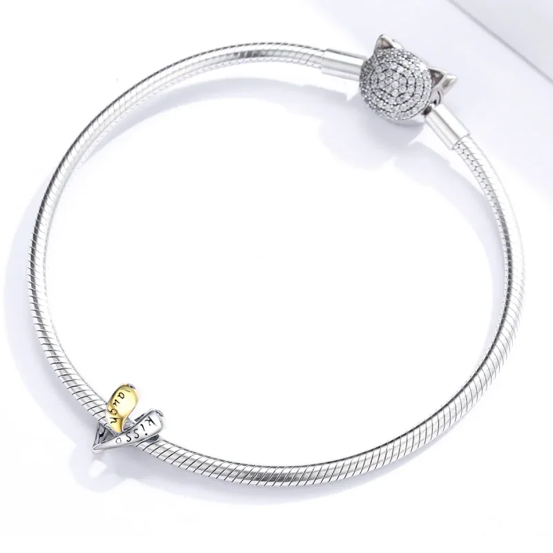 (kép) PANDORA típusú bicolor szerelmes charm - BSC227 - Megtekintés 3