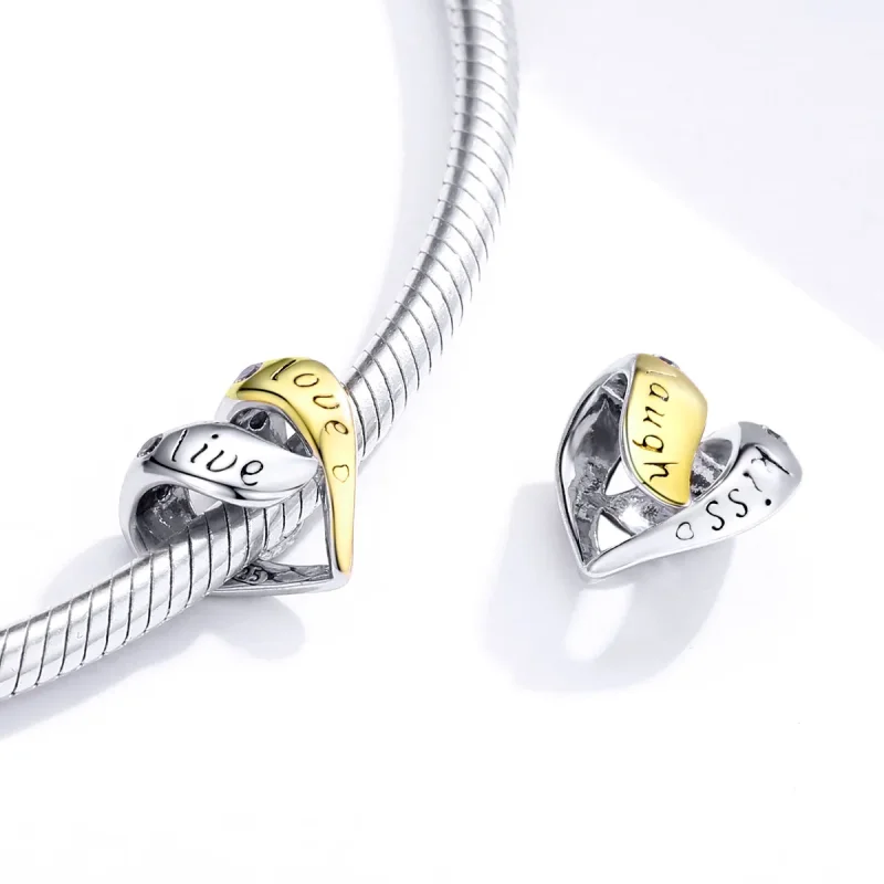 (kép) PANDORA típusú bicolor szerelmes charm - BSC227 - Megtekintés 4