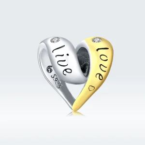 (kép) PANDORA típusú bicolor szerelmes charm - BSC227
