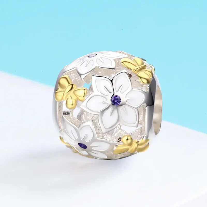 (kép) PANDORA típusú bicolor virágok és pillangók charm - SCC546 - Megtekintés 3