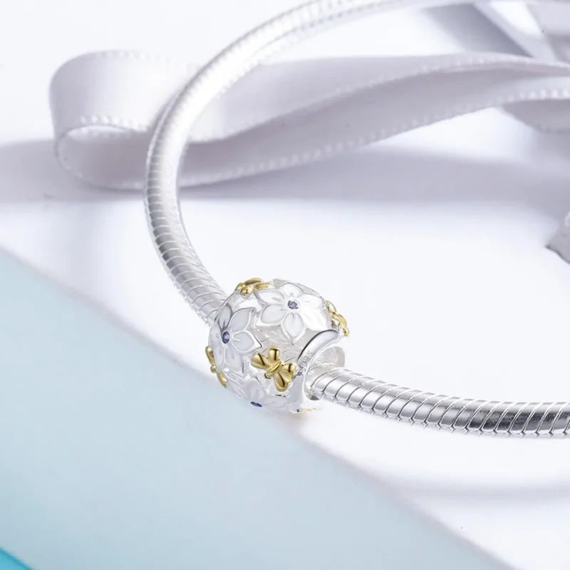 (kép) PANDORA típusú bicolor virágok és pillangók charm - SCC546 - Megtekintés 4