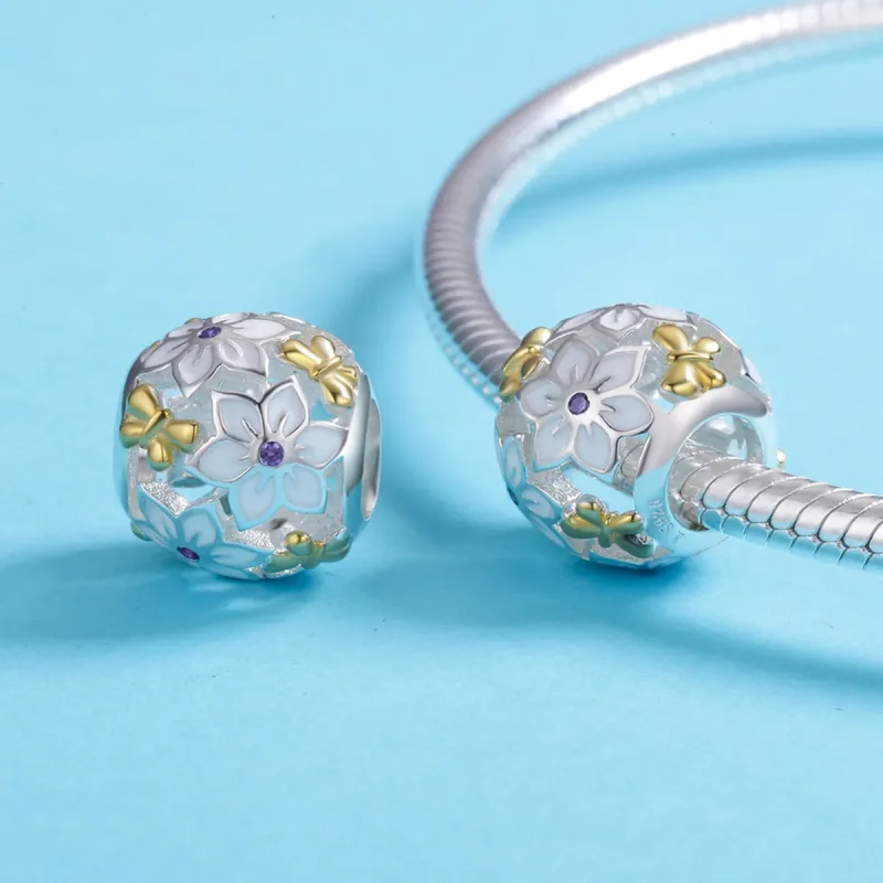 (kép) PANDORA típusú bicolor virágok és pillangók charm - SCC546 - Megtekintés 5