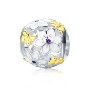 PANDORA típusú bicolor virágok és pillangók charm - SCC546 (kép) PANDORA típusú bicolor virágok és pillangók charm - SCC546