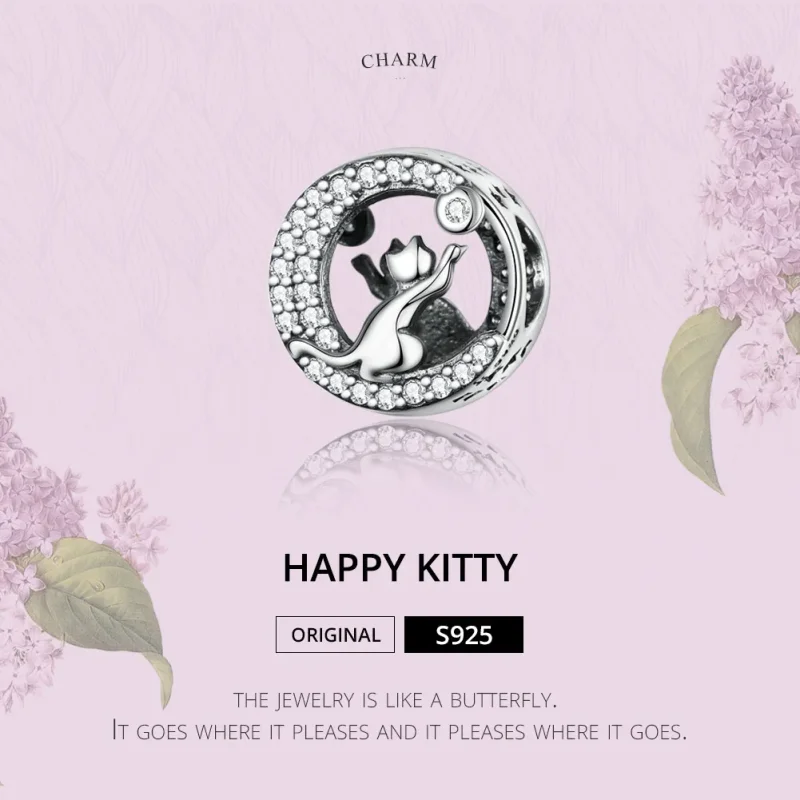 (kép) PANDORA típusú boldog cica charm - SCC1203 - Megtekintés 2