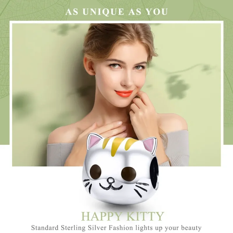 (kép) PANDORA típusú boldog kitty charm - SCC1142 - Megtekintés 2