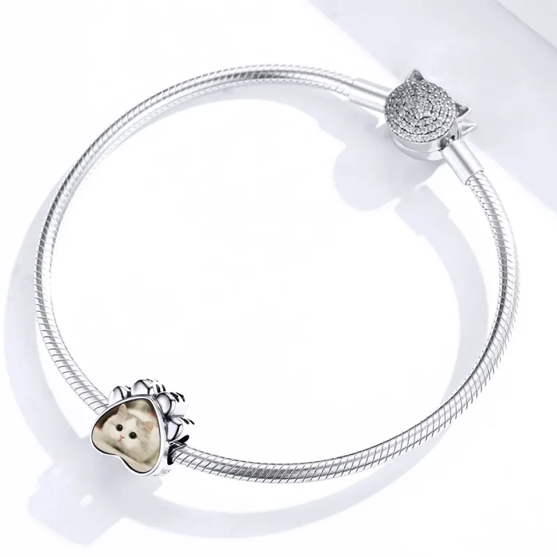 (kép) PANDORA típusú Cat Paw személyre szabott fotó Charm - SCC1436 - Megtekintés 3