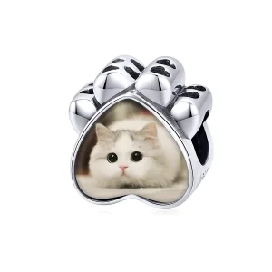 (kép) PANDORA típusú Cat Paw személyre szabott fotó Charm - SCC1436