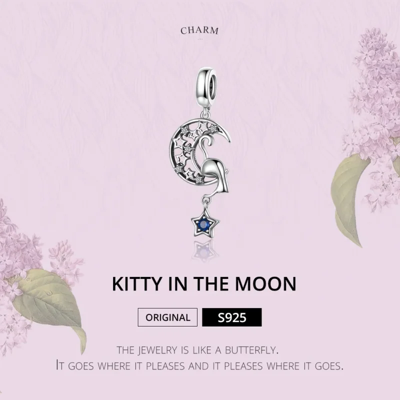 (kép) PANDORA típusú cica a holdban függő charm - SCC1205 - Megtekintés 2