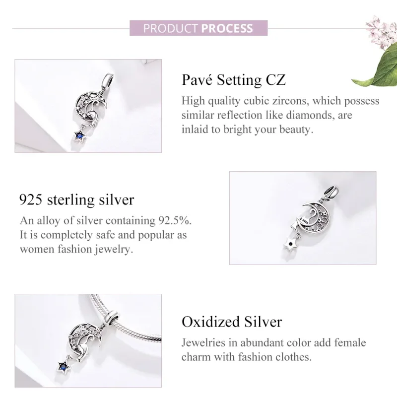 (kép) PANDORA típusú cica a holdban függő charm - SCC1205 - Megtekintés 4