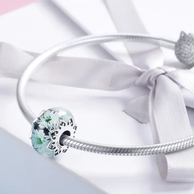 (kép) PANDORA típusú cián krizantém charm - SCC1011 - Megtekintés 3