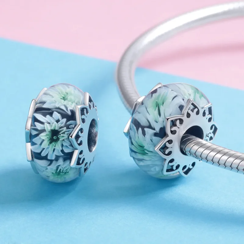 (kép) PANDORA típusú cián krizantém charm - SCC1011 - Megtekintés 4