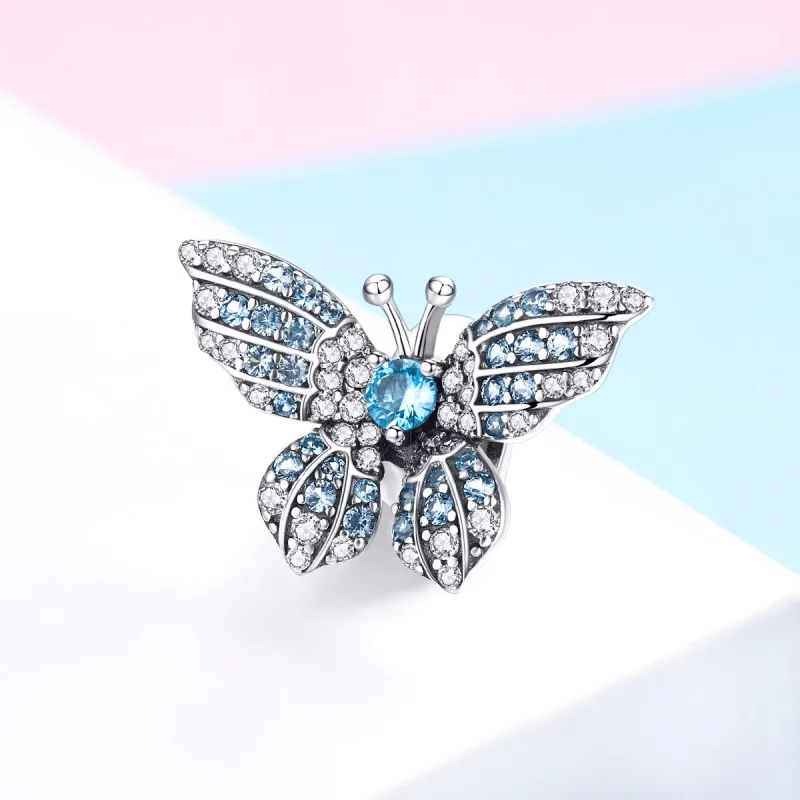 (kép) PANDORA típusú csillámló pillangó charm - BSC061 - Megtekintés 2