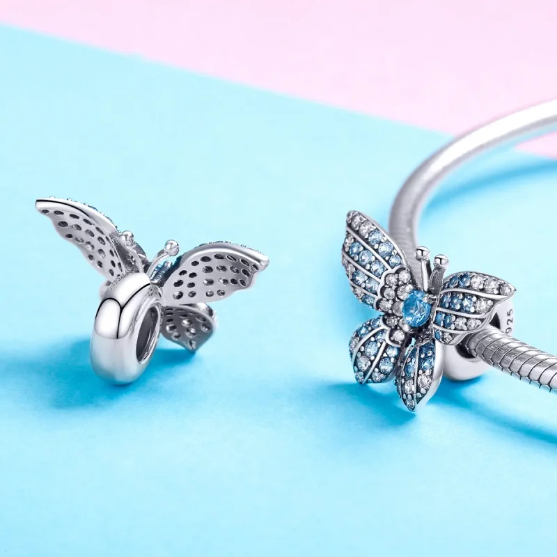 (kép) PANDORA típusú csillámló pillangó charm - BSC061 - Megtekintés 4