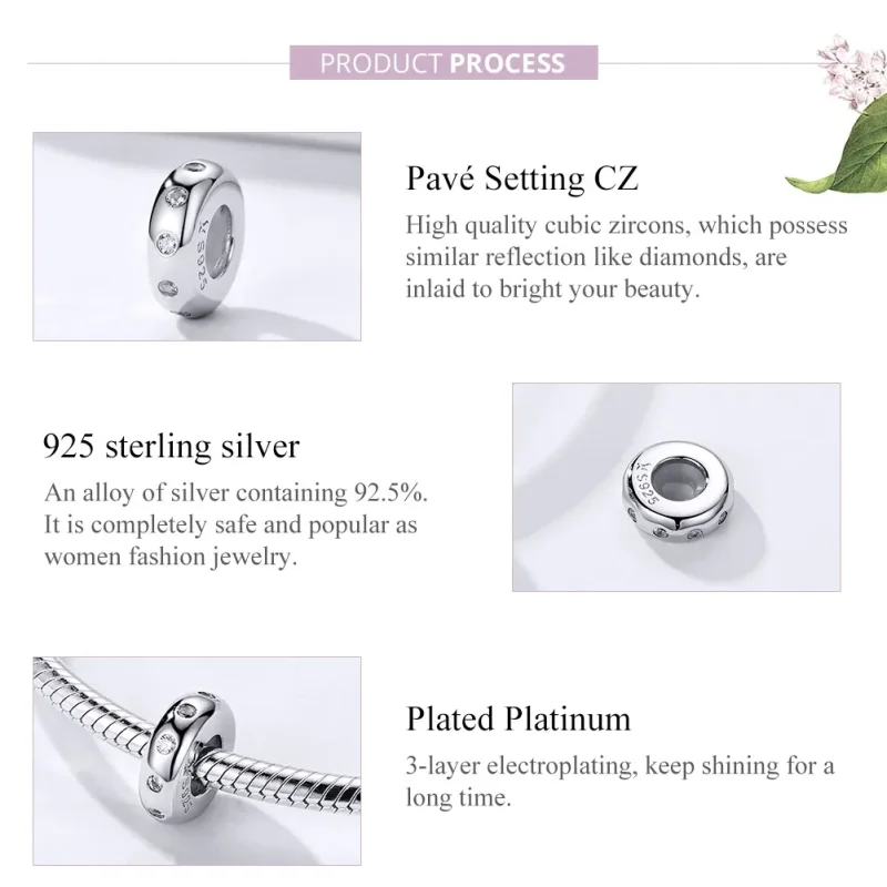 (kép) PANDORA típusú csillogó spacer charm - SCC1171 - Megtekintés 4