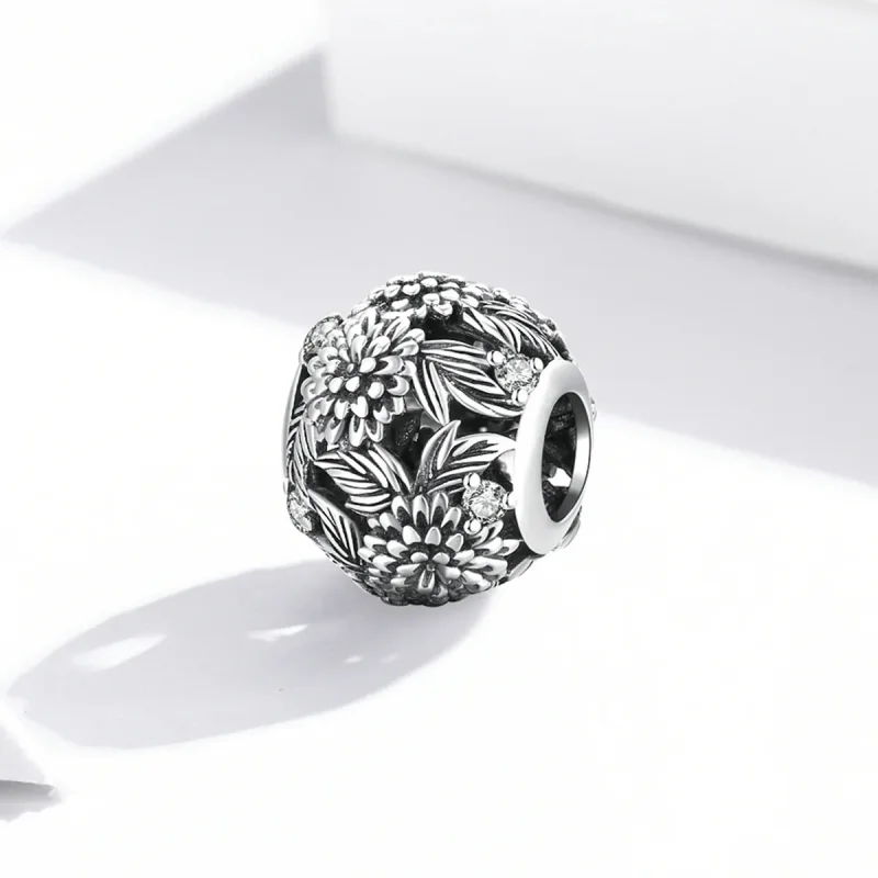 (kép) PANDORA típusú Dombornyomott virágok Charm - SCC2097 - Megtekintés 2