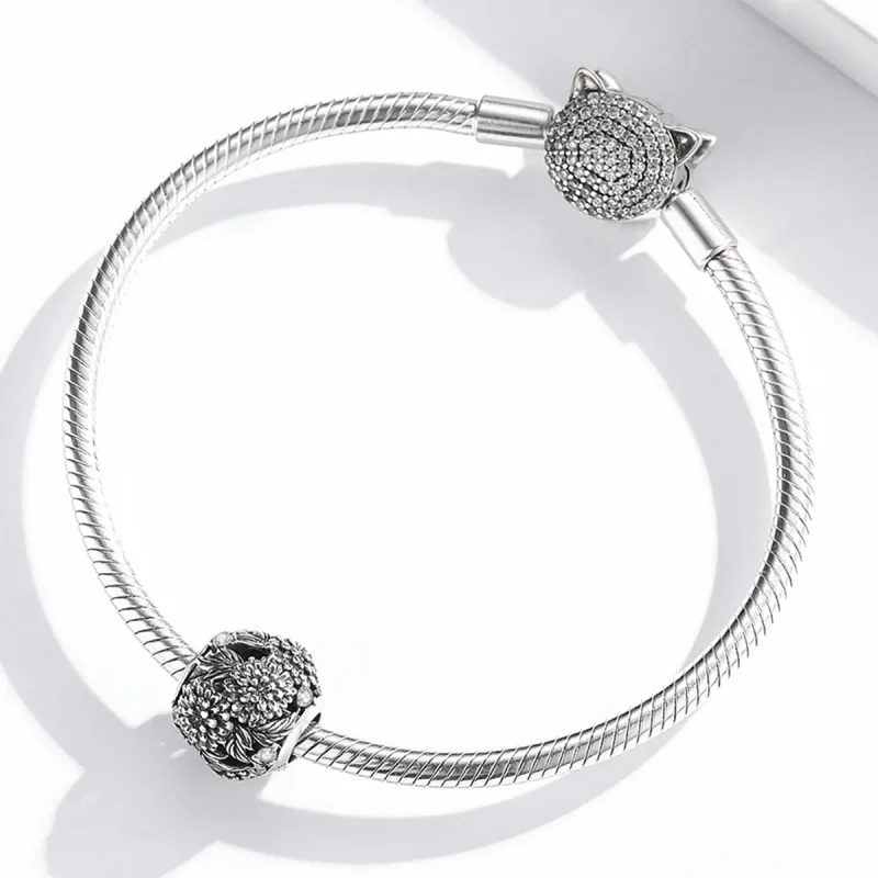 (kép) PANDORA típusú Dombornyomott virágok Charm - SCC2097 - Megtekintés 3