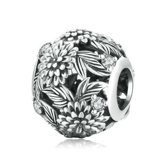 (kép) PANDORA típusú Dombornyomott virágok Charm - SCC2097