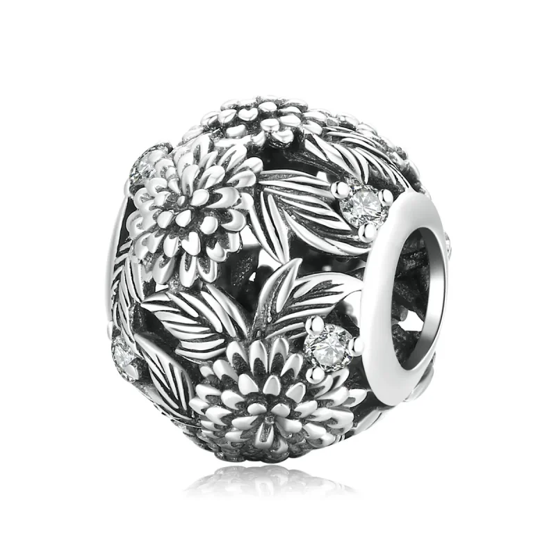(kép) PANDORA típusú Dombornyomott virágok Charm - SCC2097