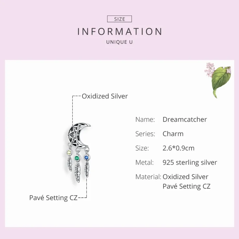 (kép) PANDORA típusú dreamcatcher függő charm - SCC1232 - Megtekintés 3