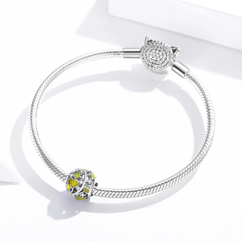 (kép) PANDORA típusú elegáns ginkgo levelek charm - BSC334 - Megtekintés 3