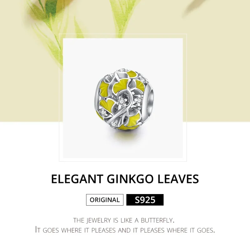 (kép) PANDORA típusú elegáns ginkgo levelek charm - BSC334 - Megtekintés 6