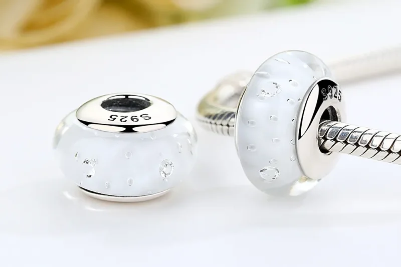 (kép) PANDORA típusú Fehér Murano üveg Charm - SCZ002 - Megtekintés 8