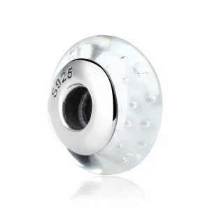 (kép) PANDORA típusú Fehér Murano üveg Charm - SCZ002