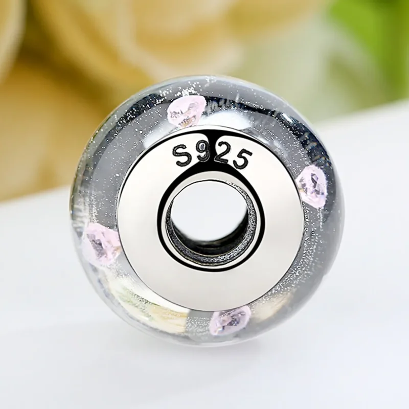 (kép) PANDORA típusú Fehér Murano üveg rózsaszín kövek Charm - SCZ004 - Megtekintés 5