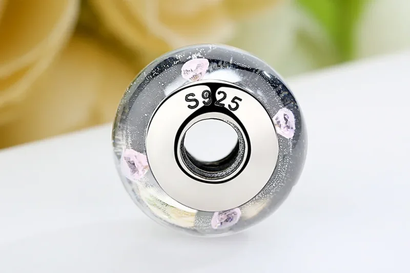 (kép) PANDORA típusú Fehér Murano üveg rózsaszín kövek Charm - SCZ004 - Megtekintés 9